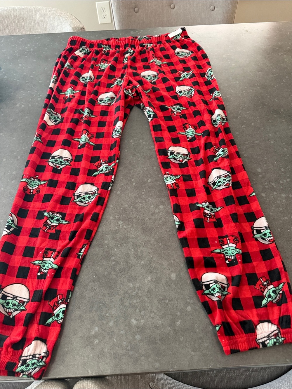 Kids Red Buffalo Plaid Groku from Star Wars The Mandelorian  Pajama Pants